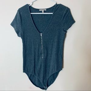 Grey Express zipper front body suit